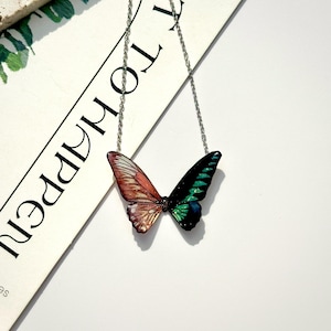Asymmetrical Butterfly Necklaces, Unique Butterfly Pendant, Nature-Inspired Jewelry, Gifts For Women