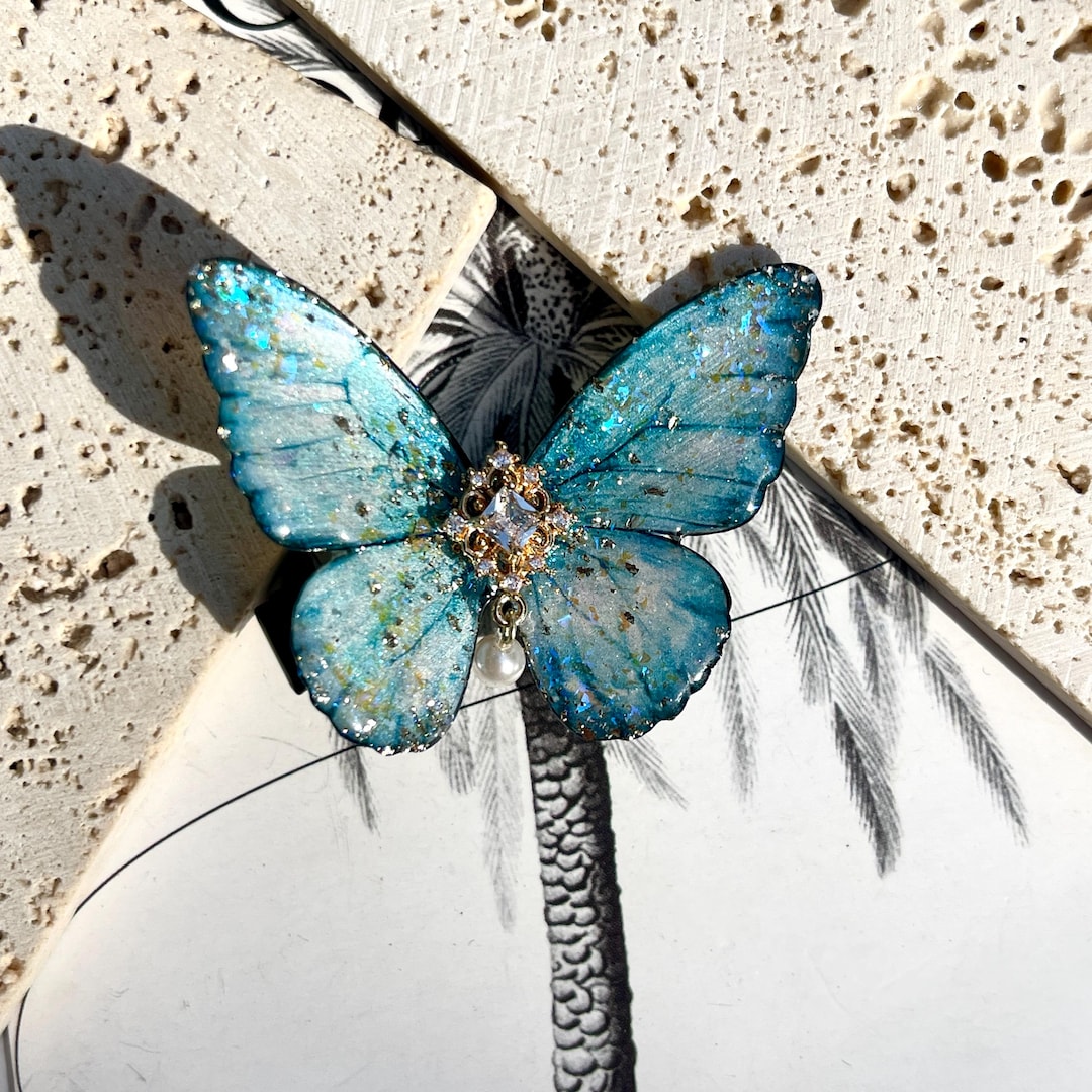 Blue - Handmade Fabric Butterfly Hair Clip 24 main image 1
