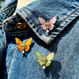 Delicate Butterfly Pin Badge, Butterfly Mini Pins, Cute Lapel Pin Collar Pin, Handmade Nature Jewelry, Gifts For Her