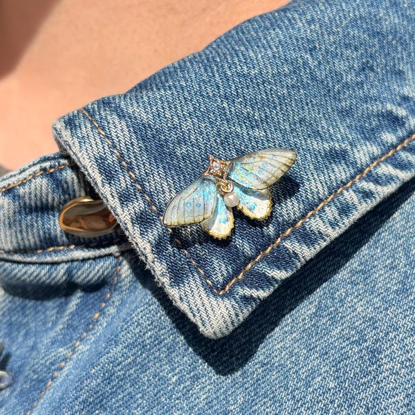 Delicate Moth Pin Badge, Butterfly Mini Pins, Cute Lapel Pin Collar Pin, Handmade Nature Jewelry, Gifts For Her