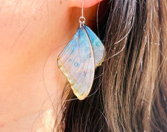Butterfly Wing Resin Earrings, Fairycore Statement Jewelry, Handmade Nature Inspired Gift