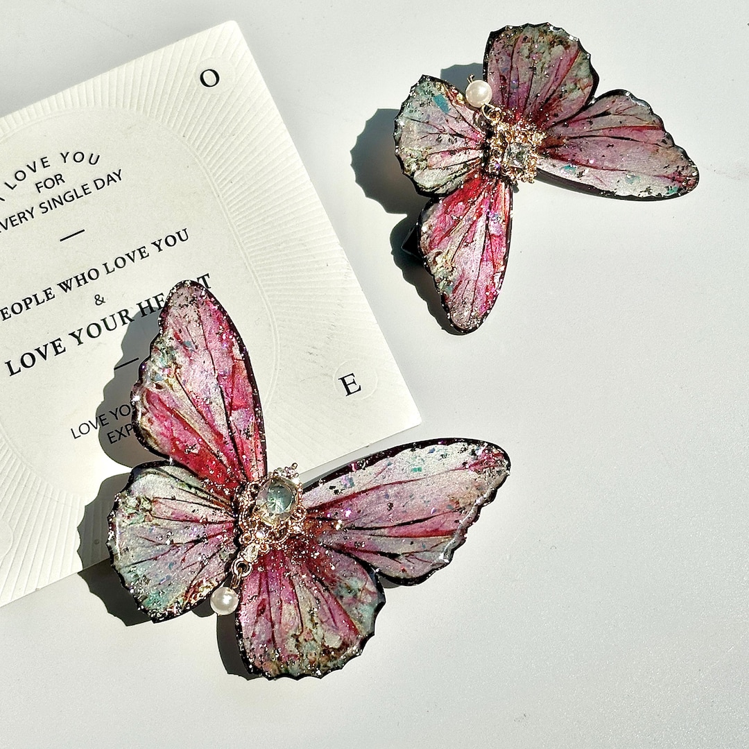 Pink - Handmade Fabric Butterfly Hair Clip 25