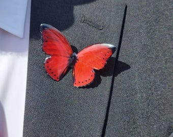 Red Butterfly Lapel Pin, Butterfly Memorial Brooch Collar Pins Hair Clips, Butterfly Resin Accessories , Sympathy Gifts for Loss