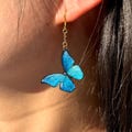Blue Morpho Butterfly Drop Earrings, Enchanted Fairy Resin Earrings, Handmade Jewelry, Gift for Her