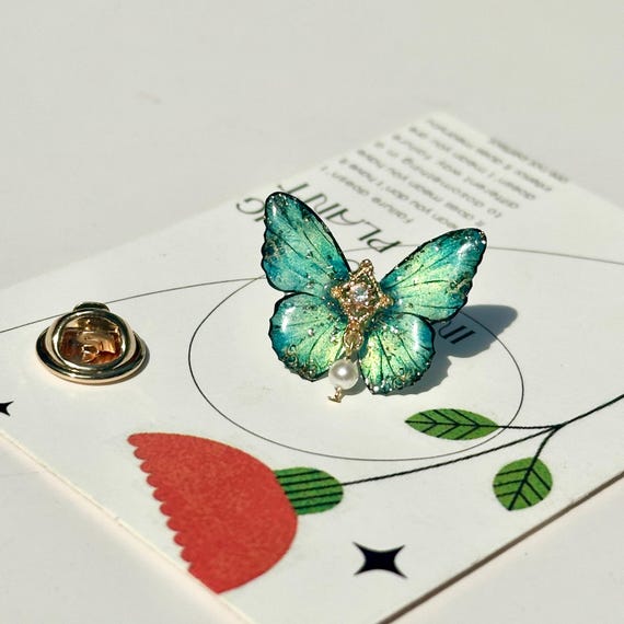 DELICATE Handmade Butterfly Pin Delicate Butterfly Pin Badge, Butterfly Mini Pins, Cute  main image 3