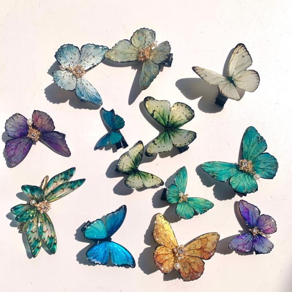 Butterfly Hair Clip Bundle, ButterFly Side Hair Pins, Fairy Hair Accessories, Handmade Resin Jewelry, Gift for Her
