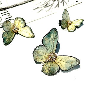Buttercream Yellow Butterfly Hair Clips, ButterFly Side Hair Pins, Fairy Hair Accessories, Handmade Jewelry, Gift for Her