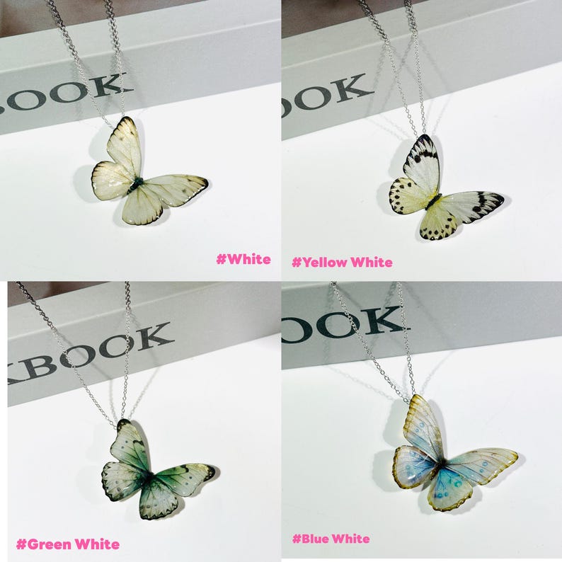 Blue Morpho Butterfly Necklace, Dainty Pendant Necklace, Fairy Resin Jewelry, Unique Gift for her image 7