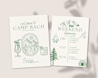 Camp Bachelorette Itinerary Template | Editable Canva, Weekend Trip (Digital Download)