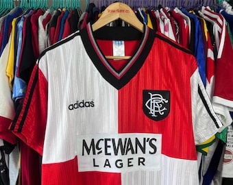 Camiseta de fútbol vintage del Glasgow Rangers de la temporada 1995/1996, talla XL.