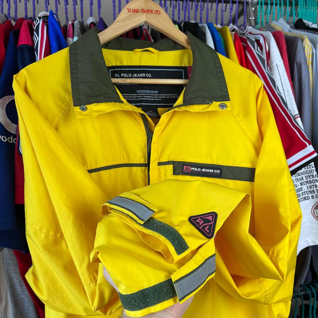 Polo by Ralph Lauren イエロー ジャケット S POLO RALPH LAUREN(ポロラルフローレン) 90's ロゴ刺繍スイング