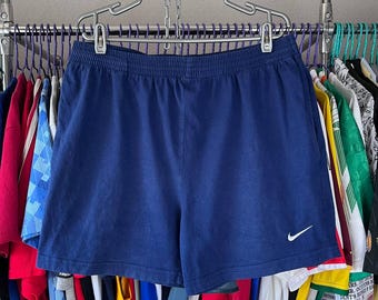 Vintage 90er Jahre Nike Navy Blau Cotton Shorts Small Logo Size XL