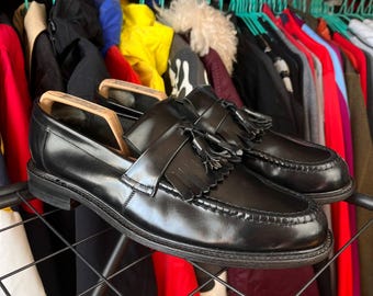 Vintage Loaf Schwarz Leder Loafers mit Quasten Gr. 36