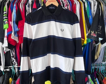 Fred Perry Striped Longsleeve Polo Tshirt Size XS