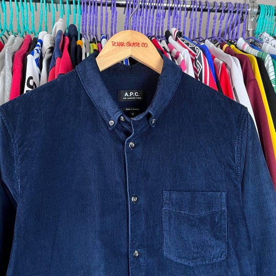 APC Corduroy Velvet Blue Button Shirt Size M - Etsy