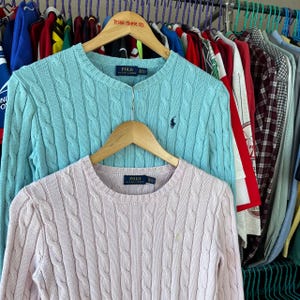 Polo Ralph Lauren Cable Knit Sweater x2 Pink/Turquoise Size XS