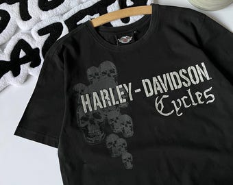 ヴィンテージ風ダメージ加工ハーレーダビッドソン レーシングTシャツ