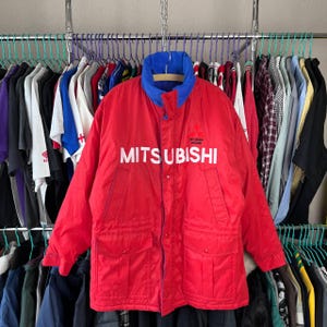 Vintage 90s Mitsubishi Motors Parka Coat Racing Jacket Size L Made in England