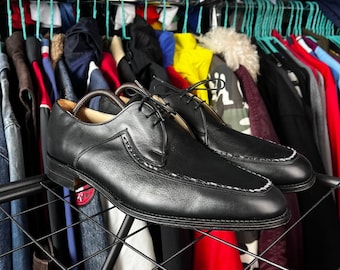 Scarpe eleganti vintage Loake Fontwell in pelle nera, prodotte in Inghilterra, taglia 10.5.