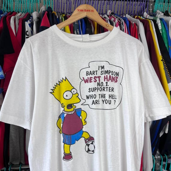 Vintage 90s Bart Simpson Graphic Print Cartoon TV White Tshirt