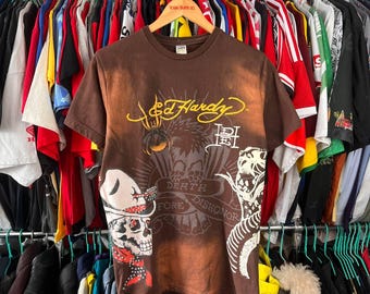 DON ED HARDY スカルとバラ タンクトップ L Y2K ヴィンテージ エド・ハーディー スカル ローズ タンクトップ：Y2K