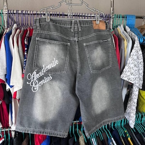 Vintage Akademiks Rap Wide Baggy Denim Shorts Size 36