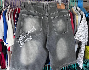 Shorts vaqueros anchos y holgados de rap Akademiks vintage, talla 36