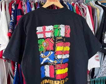 Vintage 1996 Umbro Euro England Fußball Fußball-T-Shirt Größe M