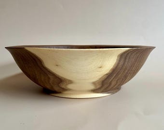 Handmade Walnut Wood Bowl: Artisan Crafted Serving Bowl, 8.25"