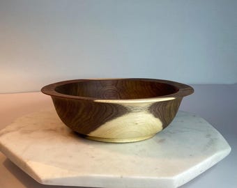 Hand Turned Walnut Wood Bowl: Modern Artisan Home Decor (8.5"x3")