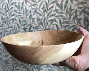 Hand Turned Curly Maple Wood Bowl: Artisan Serving Bowl (9.25" x 3")