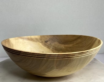 Hand Turned Curly Maple Wood Bowl: Beaded Edge Artisan Centerpiece