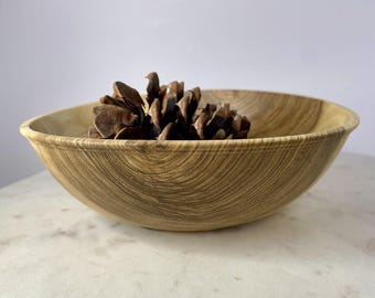 Handmade Hackberry Wood Bowl: Scribbly Grain, Entryway Decor (7.5" x 2.5")