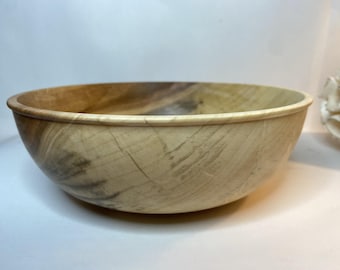 Hand Turned Maple Wood Bowl: 8" Salad Fruit Serving Bowl