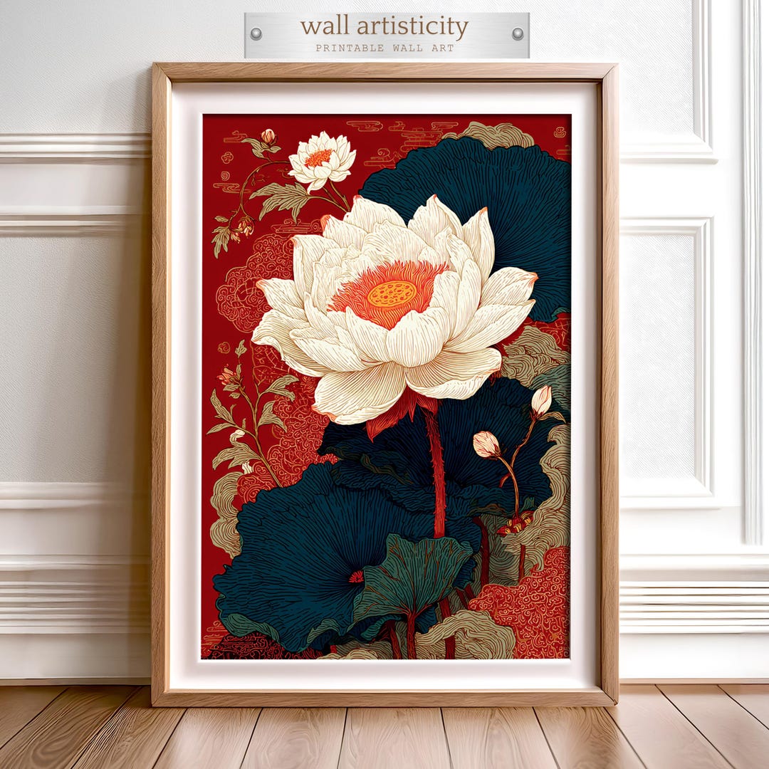 Lotus Flower Art Print: Elegant Chinese Floral Decor (digital Download ...