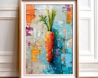Abstract Carrot Kitchen Art: Vibrant Vegetable Print (Digital Download)