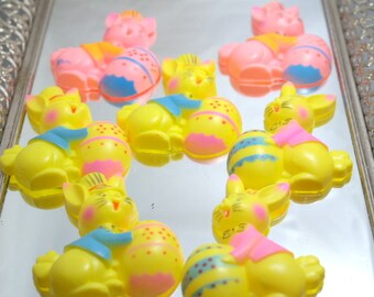 Lot 7 Retro Easter Bunnies With Easter Eggs Decorations Cake Decorations  Destash