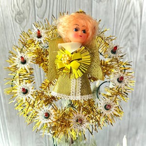 Lighted Vintage Christmas Angel Tree Topper Retro Blonde Angel In Box