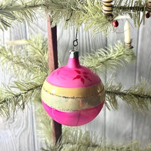 Rosa & Gelbe Merkur Glas Ornament Shiny Brite Dekoration Mid Century Modern Weihnachten