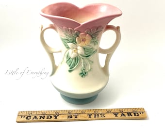 Vintage Hull Pottery Vase Shabby Home Decor Pink Blue Two Handle