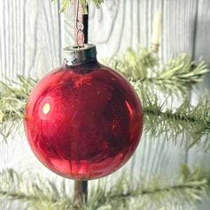 Signierte Shiny Brite Solid Red Quecksilber Glas Ornament Dekoration Mid Century Modern Weihnachten
