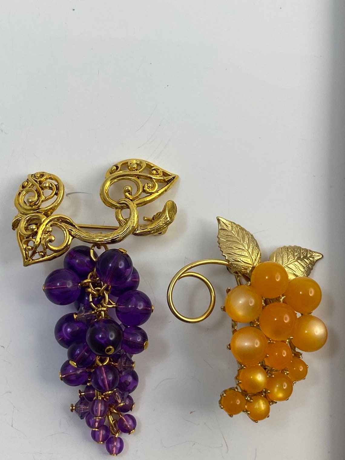 Lot Four Vintage Grape Brooches Orange Purple Gold Grapes | Etsy