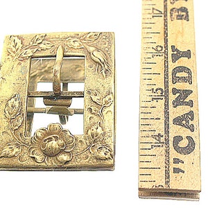 Art Nouveau Vintage Buckle Brass Gold Tone Floral Flower Design Stones Sash Belt