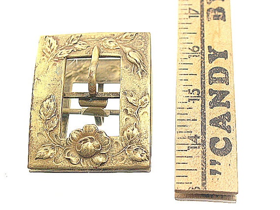 Vintage Art Nouveau Metal Floral Bouquet Rose Sash Buckle Victorian Sterling Silver Filigree Rose Antique Elegant Belt  main image 3