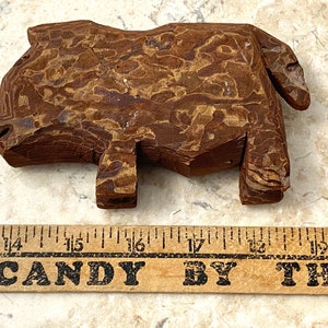 Small Prim Wood Carved Pig Figure Country Decor