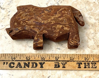 Small Prim Wood Carved Pig Figure Country Decor