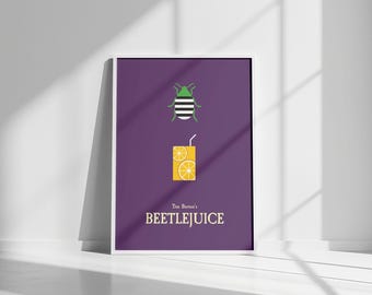 Beetlejuice Minimalistisches Filmplakat - Moderne Horror Wandkunst, Tim Burton Filmdruck, Dekoration im Vintage-Stil, einzigartiges Geschenk für Filmliebhaber