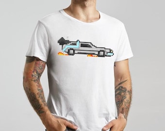 Zurück in die Zukunft Pixel Art T-Shirt, 80er Film T-Shirt