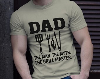 Grill Master Dad Shirt, BBQ Gift for Him, The Man The Myth The Grill Master T-Shirt, Funny Cooking Tee, Fathers Day Present