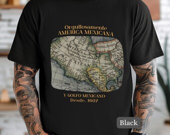 Mexican America Map T-Shirt, Vintage Gulf of Mexico Shirt, Latin Heritage Tee, Historic Cartography Gift